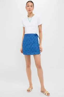 Navy & Cerulean Floral Cove Tie Mini Skirt -Loeffler Randall Store jD1mCDa5d569VrsEWhzMKZ4sG595JnRp 1