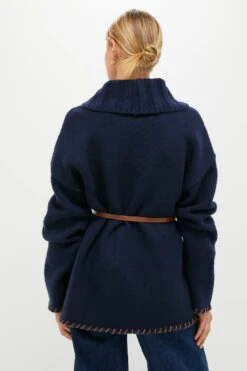 Navy And Brown Blanket Stitch Harrow Cardigan -Loeffler Randall Store jImJZQHsvwBbwgFPtlVbBoj27r68Y1hI 1