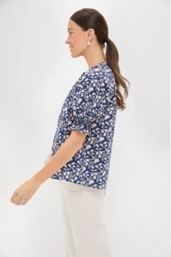 Navy & Ivory Floral Colleen Blouse -Loeffler Randall Store jLIj40l4SBREtjAaR7VwJzSgAhguLGuu 1