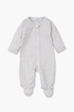 Gray Classic Rib Zipper Footie