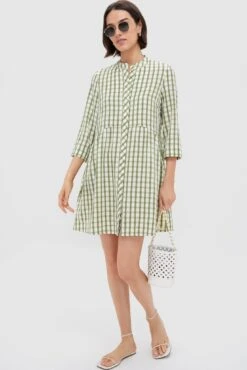 Sage Seersucker Gingham Royal Shirt Dress -Loeffler Randall Store jdHDIYyNx62rSU6B2xzZG48ZXCQxlkS8 1