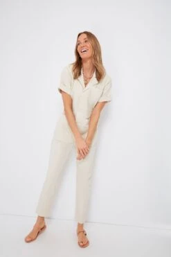 Oatmilk Standard Short Sleeve Jumpsuit