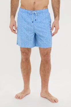 Peter Millar Cottage Blue Ripple Effect Swim Trunks
