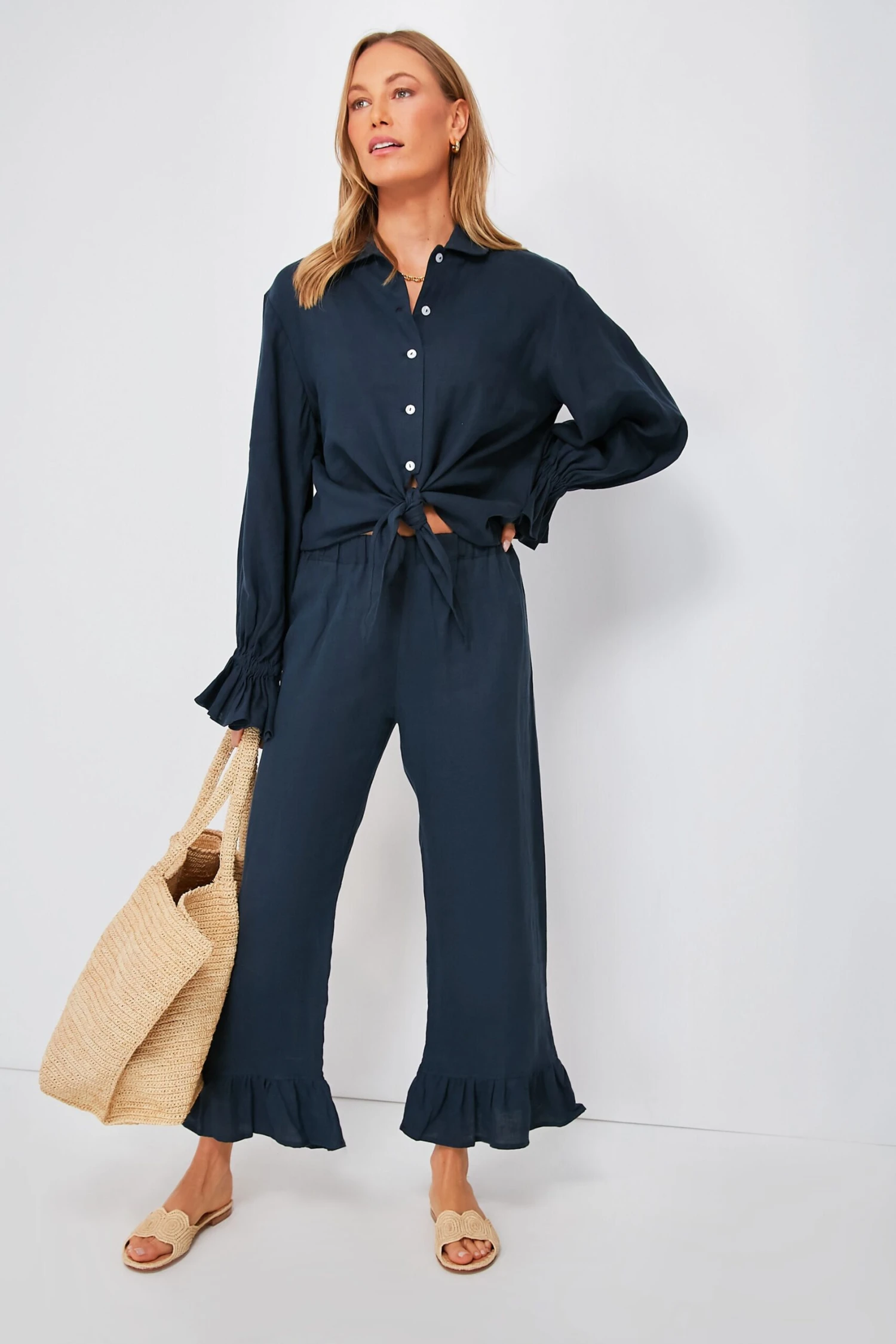 Navy Rumba Linen Lounge Suit 2 Navy Rumba Linen Lounge Suit - Image 2