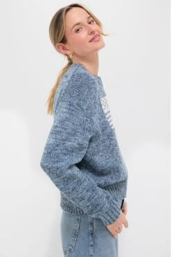 Marled Blue Cotton Americana Sweater -Loeffler Randall Store kB3NQmzZlPtFlDF4BlMjc7vBzofhQIwL 1