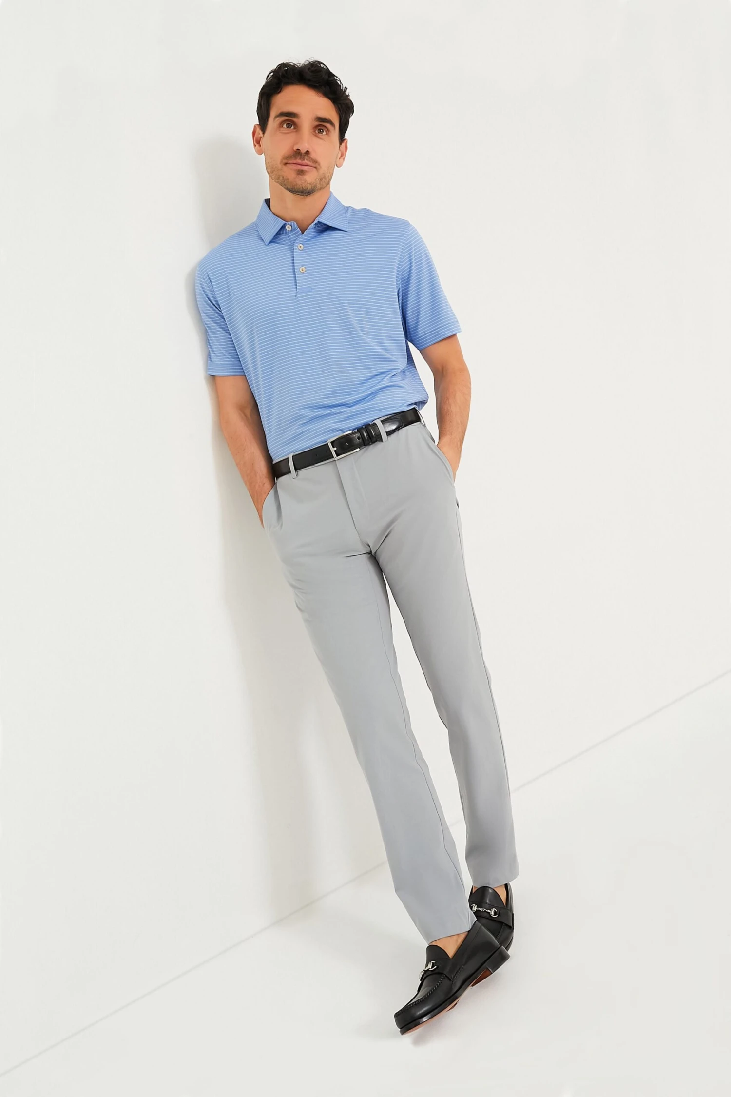 Black Lorenzo 32mm Dropped Edge Leather Belt 3 Black Lorenzo 32mm Dropped Edge Leather Belt - Image 3