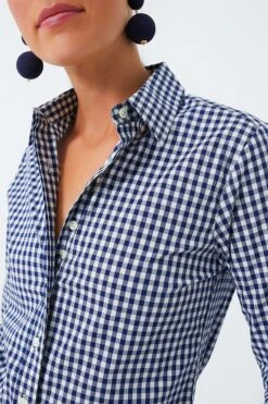 Navy Gingham Long Sleeve Icon Shirt -Loeffler Randall Store ln2OUc1GY3sanyZGWdZaKWhUvs37PYjb 1
