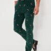 Hunter Green Candy Cane Embroidered Corduroy Pants (34" Inseam)