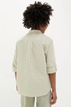 Green Stripe Jazmin Linen Mix Long Sleeve Shirt -Loeffler Randall Store mJZNCs5iLsgSELPuqFyr9hxQU7qO2a99 1