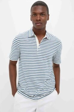 Ivory Breton Stripe Sunwashed Tee Shirt Polo