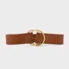 Cognac And Gold Tumble Suede Belt