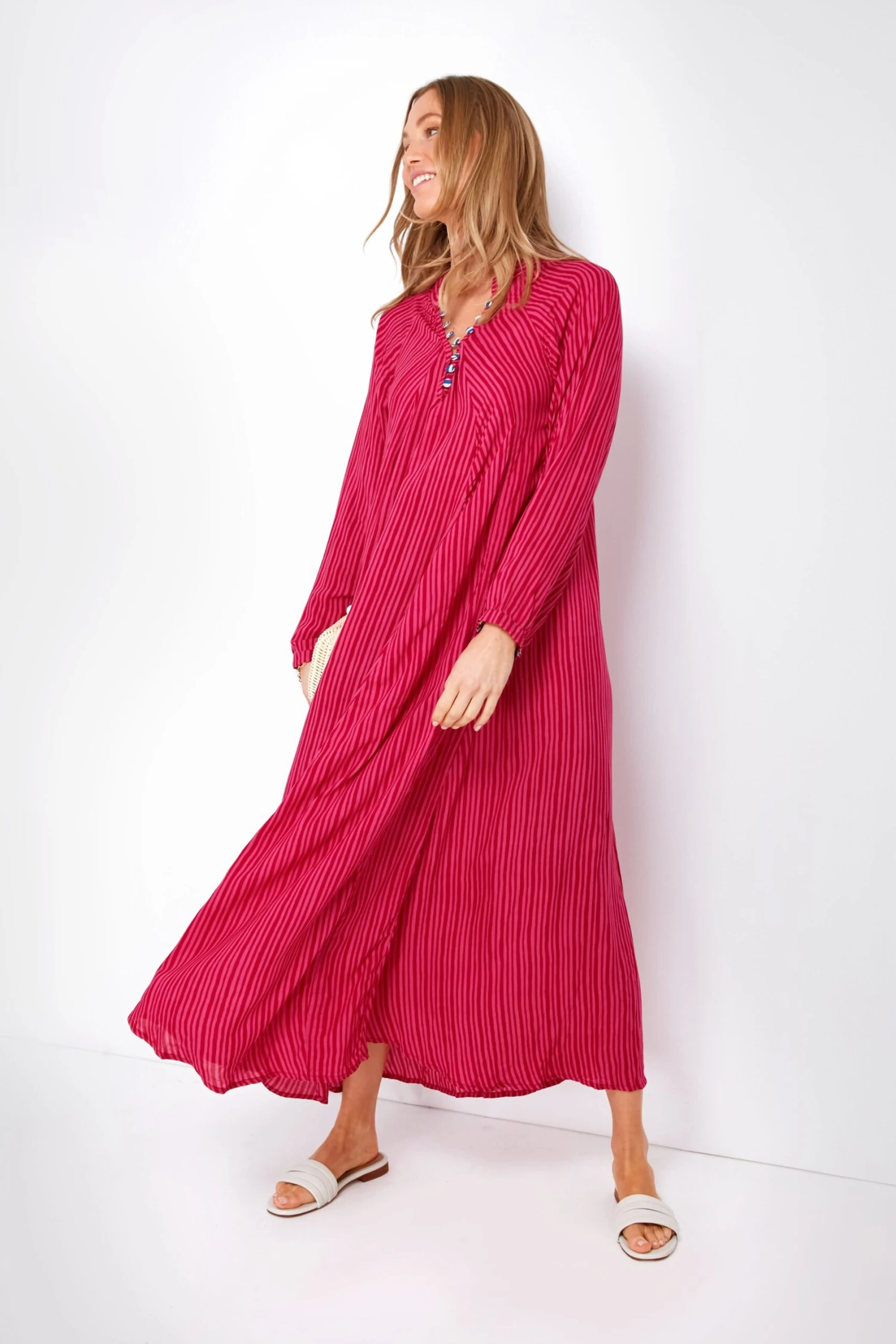 Fuchsia Painted Stripe Fiore Maxi 2 Fuchsia Painted Stripe Fiore Maxi - Image 2