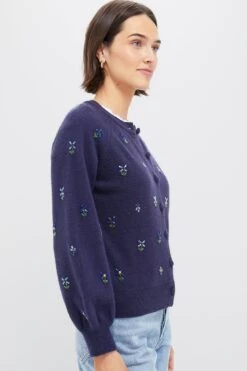 Blue Floral Embellishment Navy Elsie Cardigan 9 Blue Floral Embellishment Navy Elsie Cardigan -Loeffler Randall Store ocNLDmdzqsFGU9dbYXnimBqR8KhmxgO9 1
