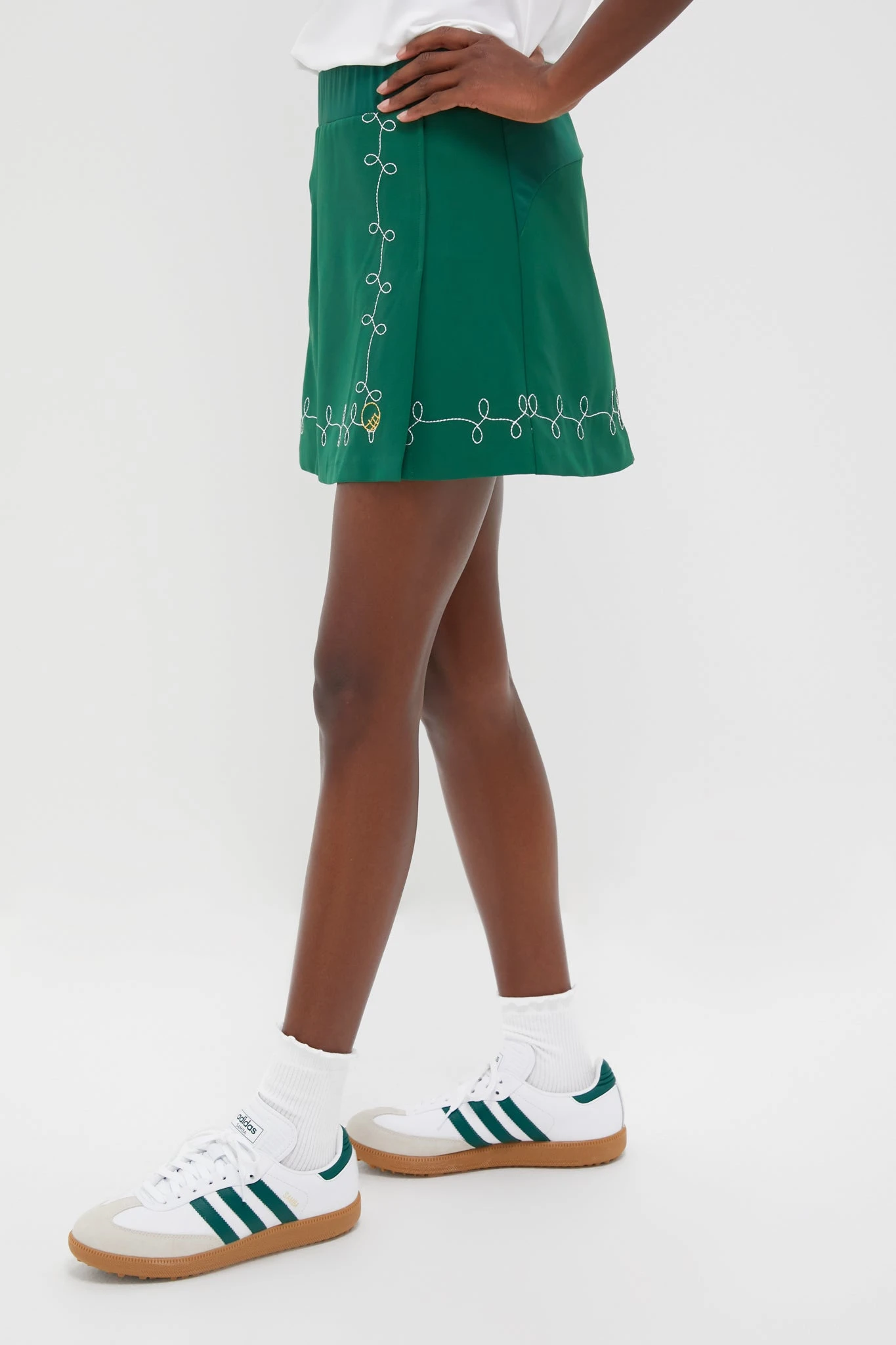 Green Embroidered 15 Inch Performance Stretch Woven Halliet Golf Skirt 4 Green Embroidered 15 Inch Performance Stretch Woven Halliet Golf Skirt - Image 4