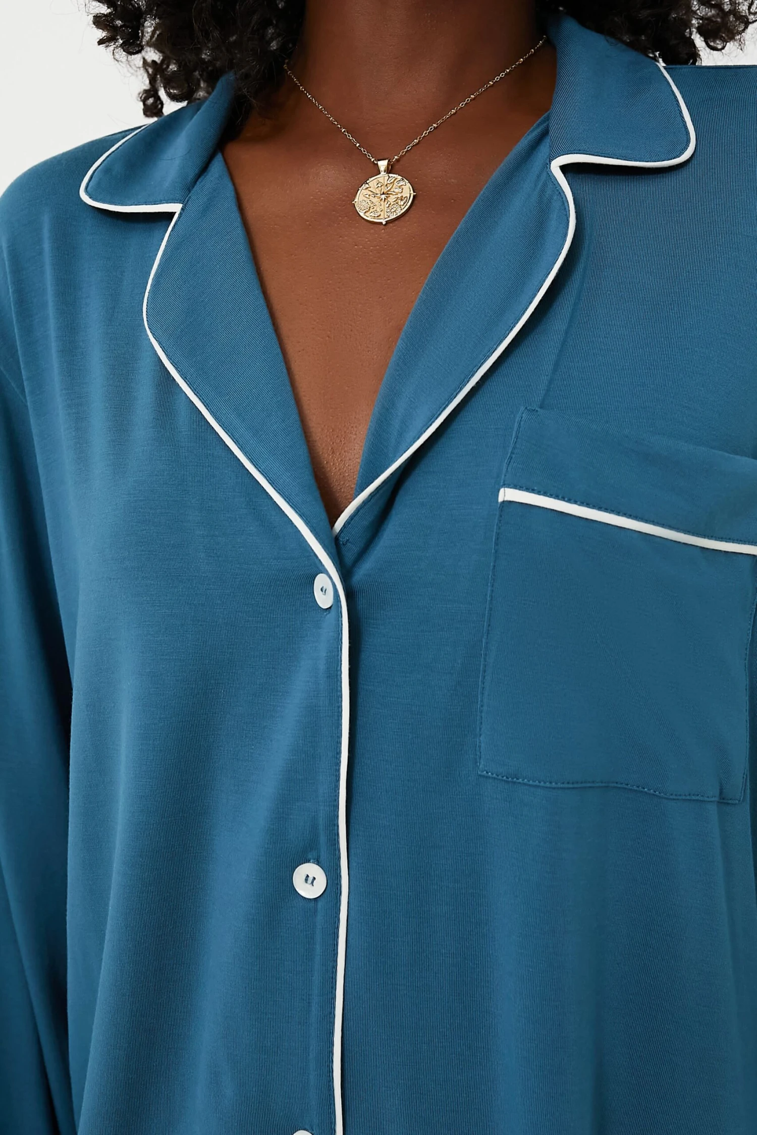 Eberjey Heritage Blue Gisele Long PJ Set 2 Eberjey Heritage Blue Gisele Long PJ Set - Image 2