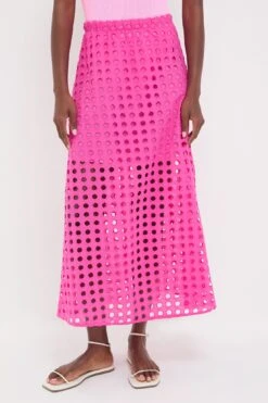 Hot Pink Cotton Eyelet Eve Skirt