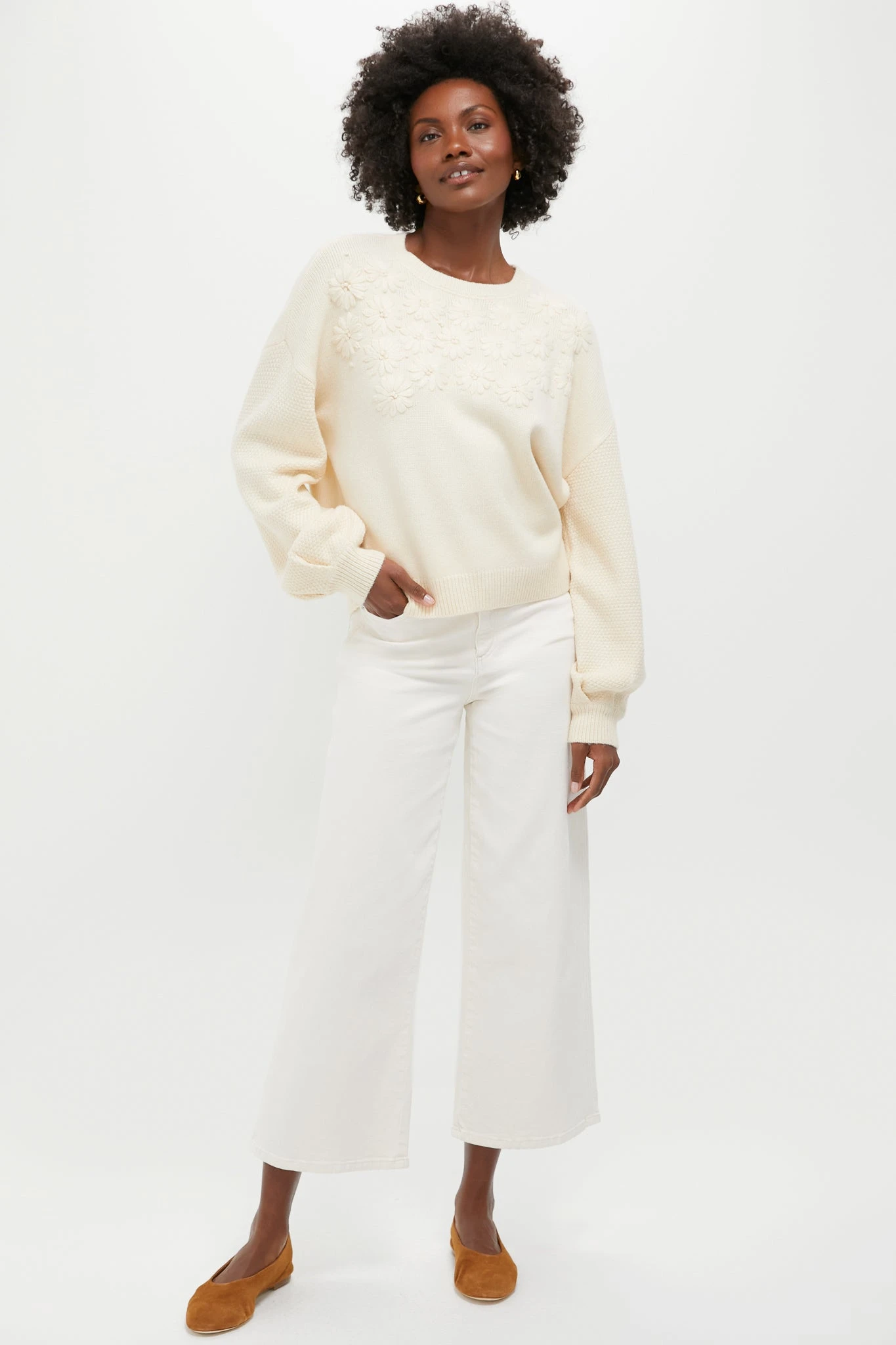Cream Embroidered Floral Francine Sweater 6 Cream Embroidered Floral Francine Sweater - Image 6