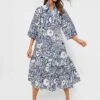 Navy And White Floral Hillsborough Midi Dress