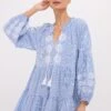 Embroidered Nautical Stripe Sea Breeze Coverup