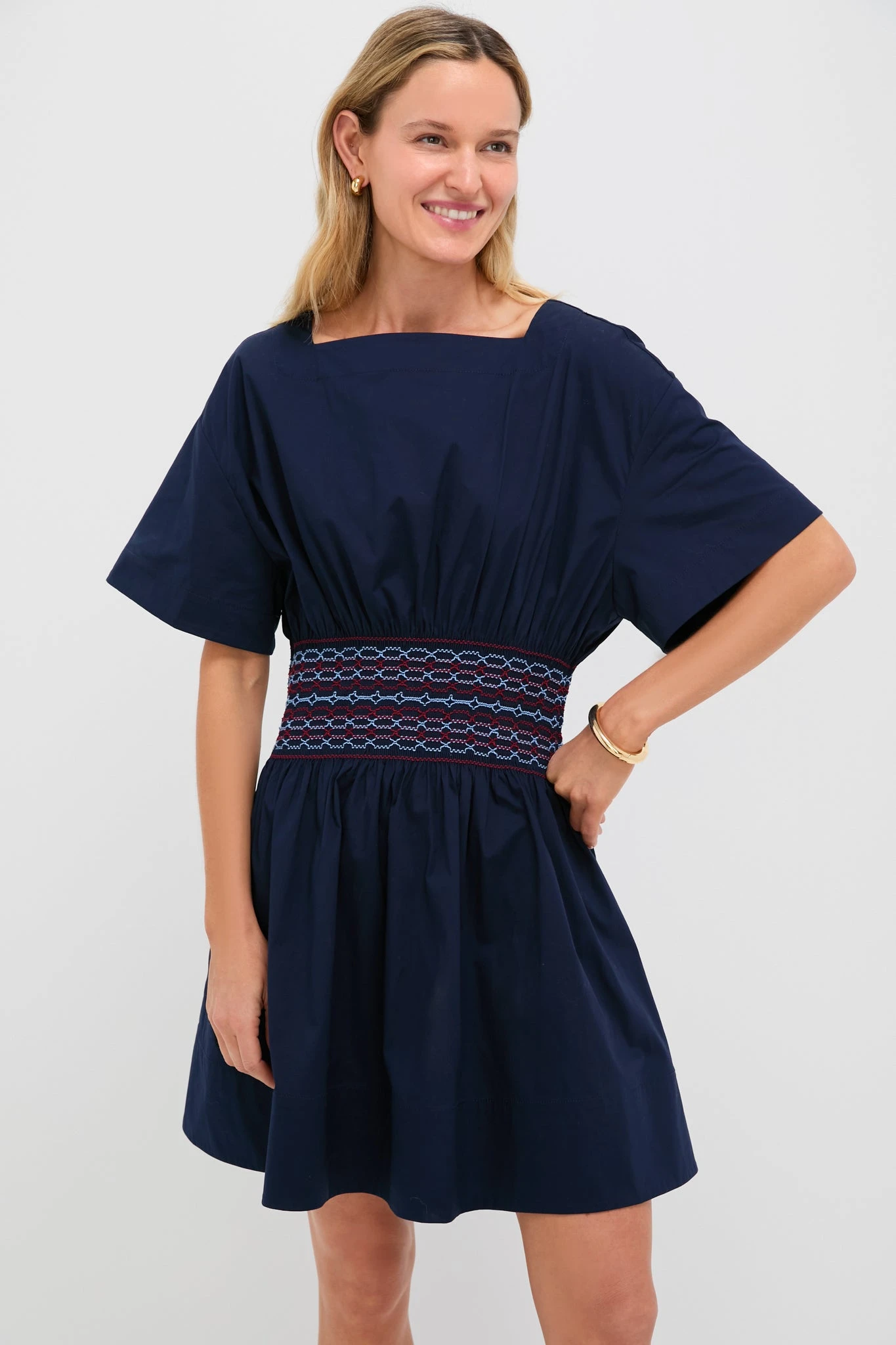 Staud Navy Amy Mini Dress 1 Staud Navy Amy Mini Dress