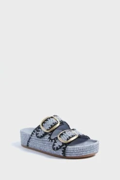Loeffler Randall Blue Chunky Woven Raffia Sandals
