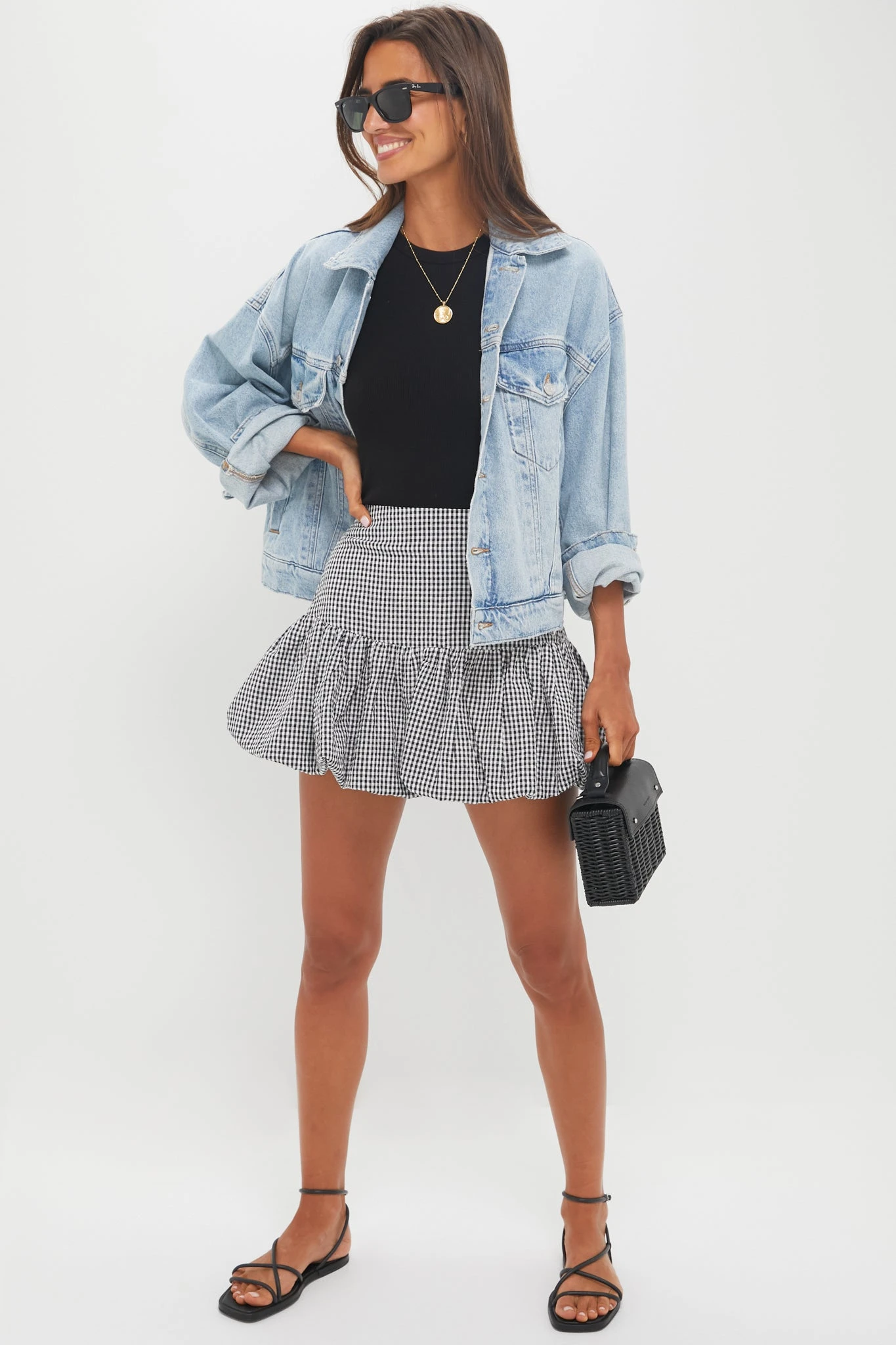 Black Gingham Seersucker Ines Bubble Skirt 2 Black Gingham Seersucker Ines Bubble Skirt - Image 2