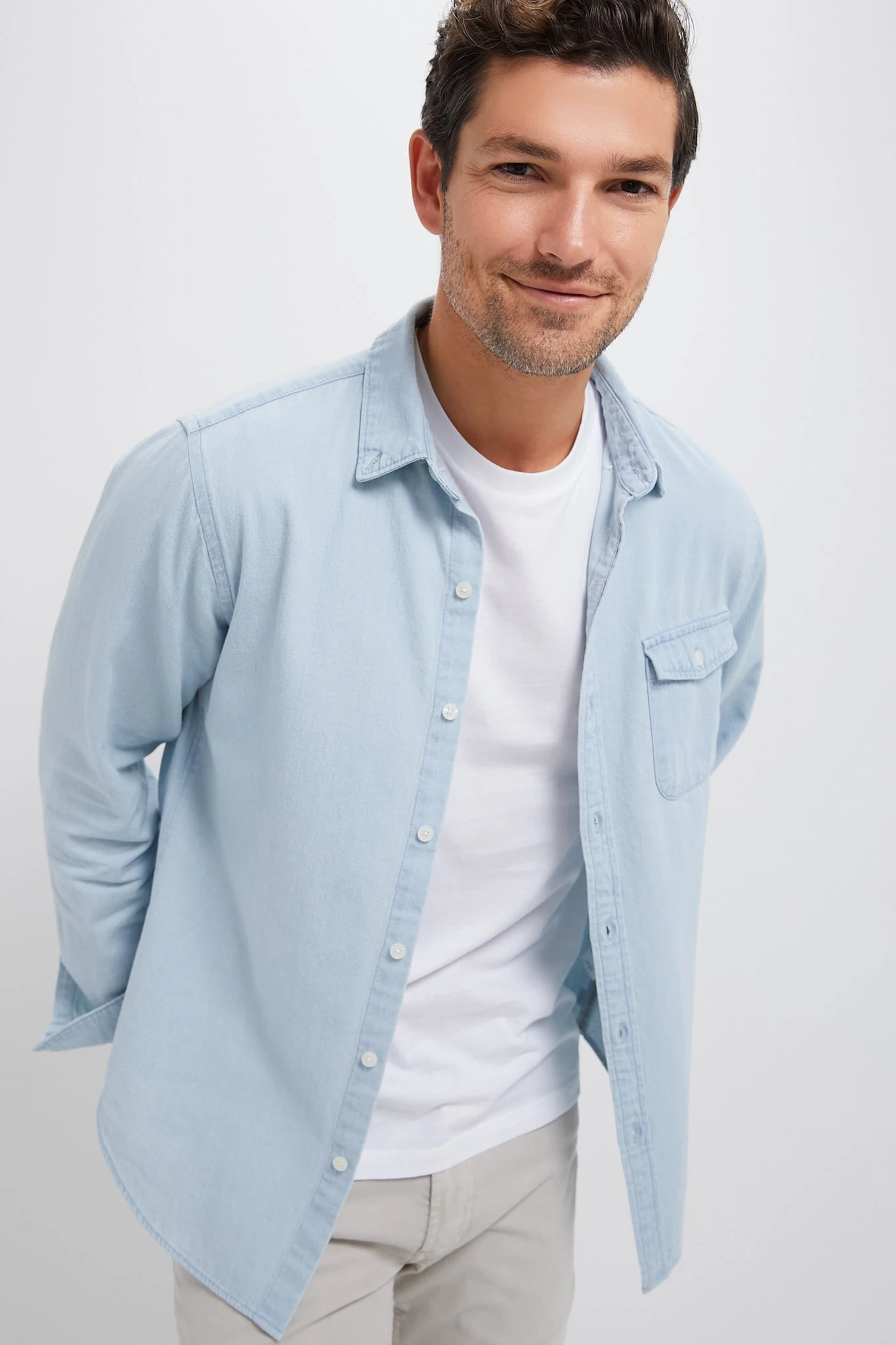 Light Blue Washed Denim Shirt 8 Light Blue Washed Denim Shirt - Image 8