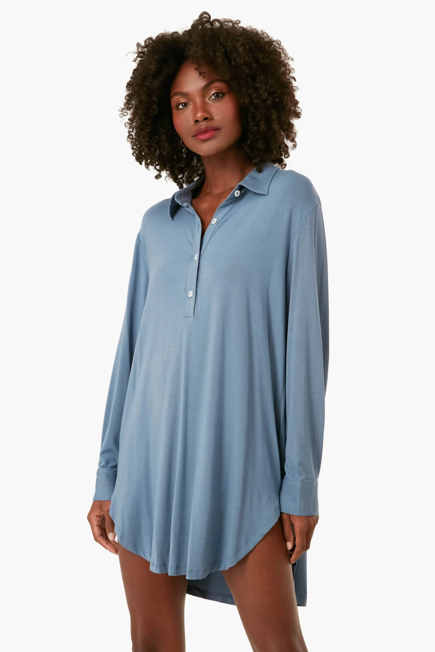 Eberjey Coastal Blue Gisele Boyfriend Sleepshirt 1 Eberjey Coastal Blue Gisele Boyfriend Sleepshirt