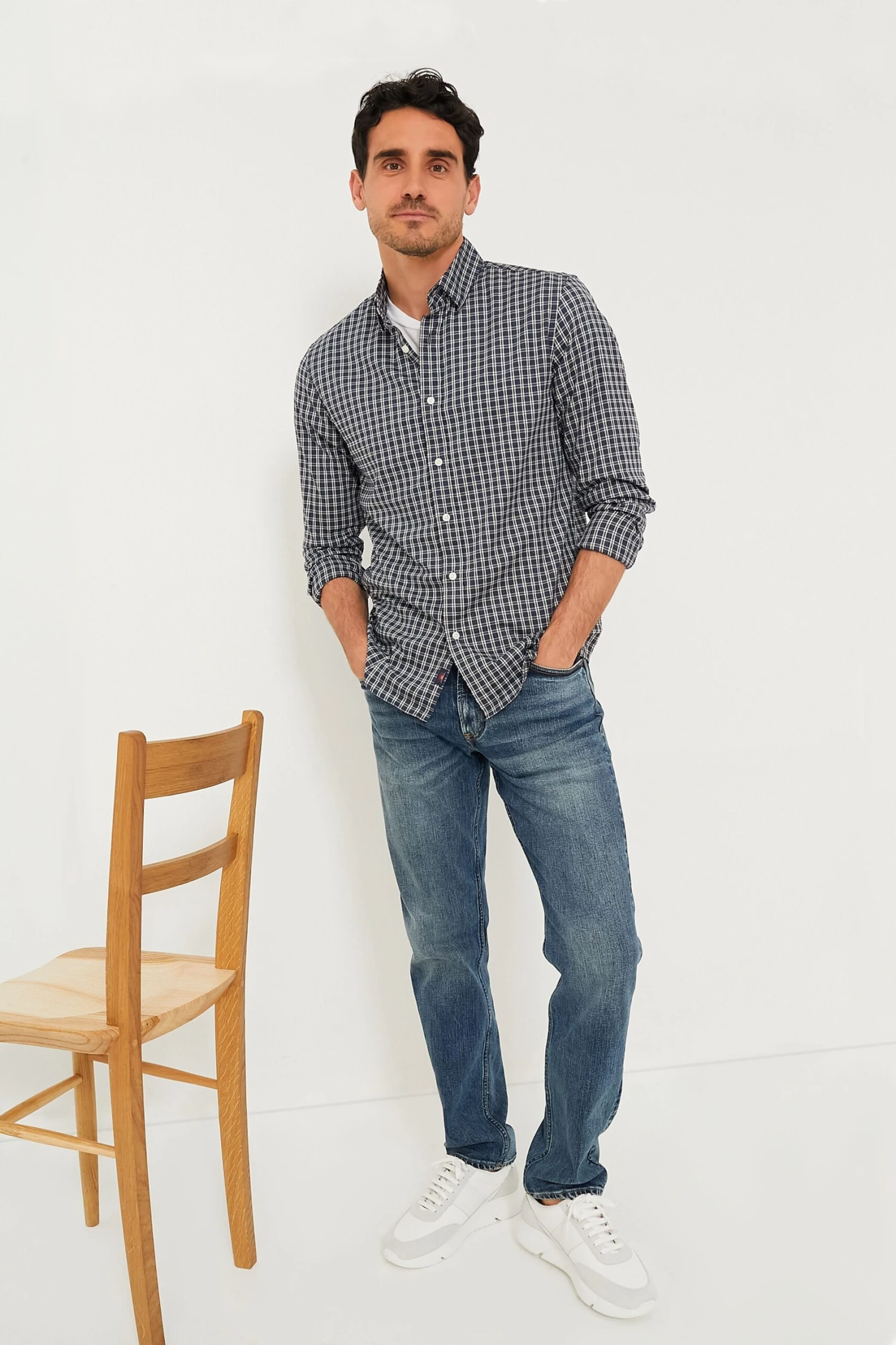 Navy White Check Movement Shirt 2 Navy White Check Movement Shirt - Image 2