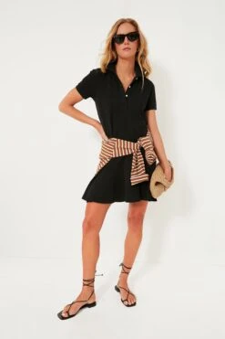 Black Pique May Polo Dress
