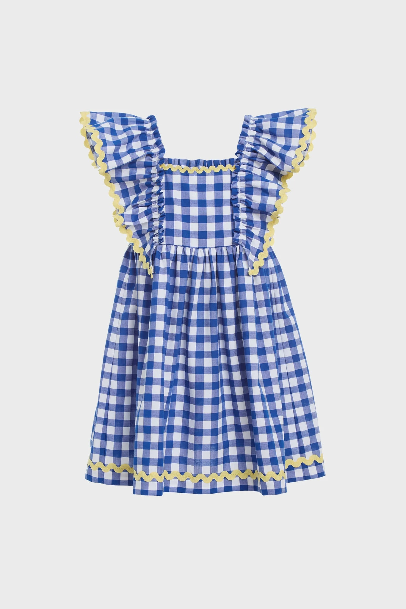Blue Neci Gingham Flutter Sleeve Dress 1 Blue Neci Gingham Flutter Sleeve Dress