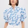 Blue Floral Ruffle Neck Aria Blouse -Loeffler Randall Store sxjd55LUSc5NFTWnpa1prk7nBCnjyBI3 1
