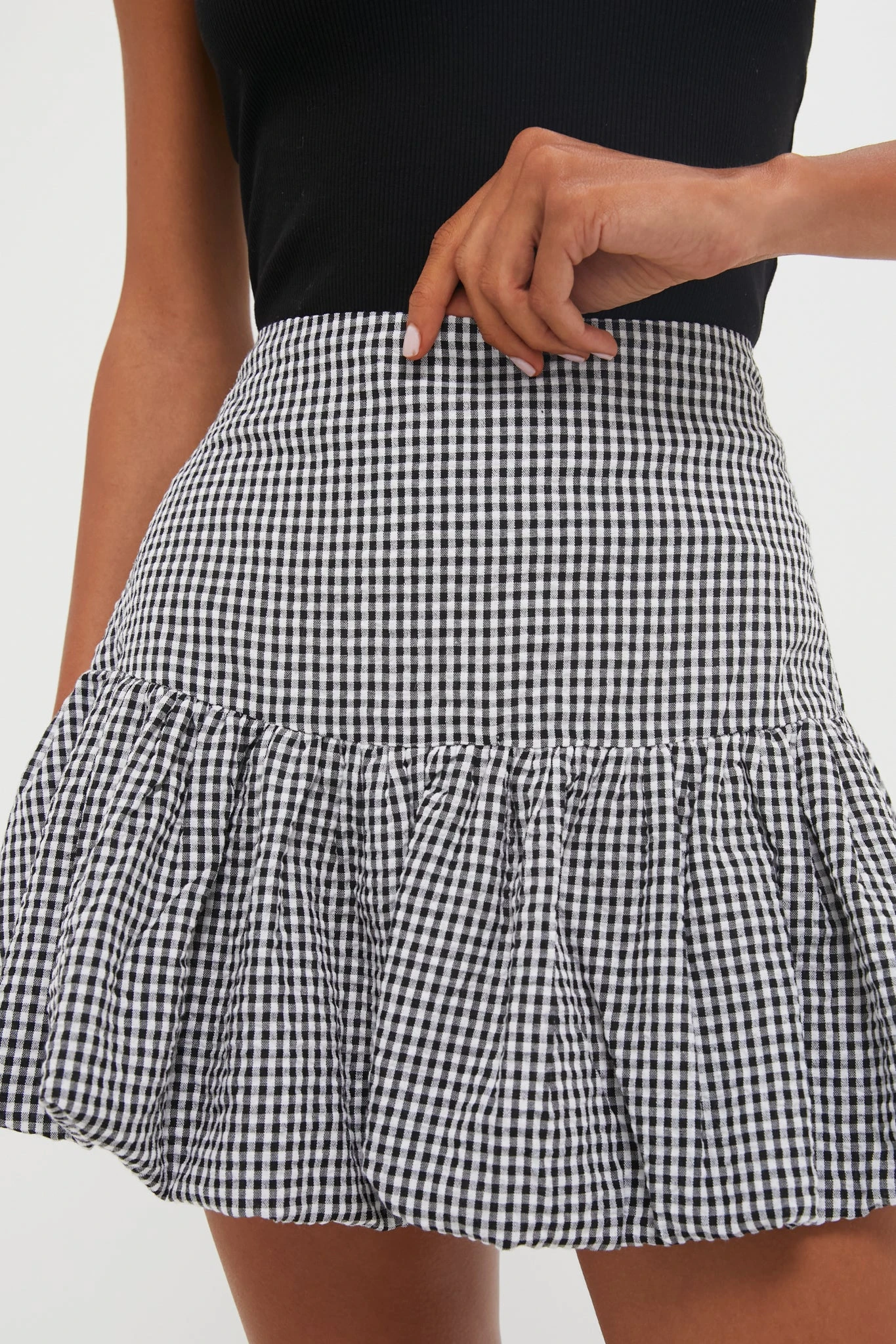 Black Gingham Seersucker Ines Bubble Skirt 5 Black Gingham Seersucker Ines Bubble Skirt - Image 5