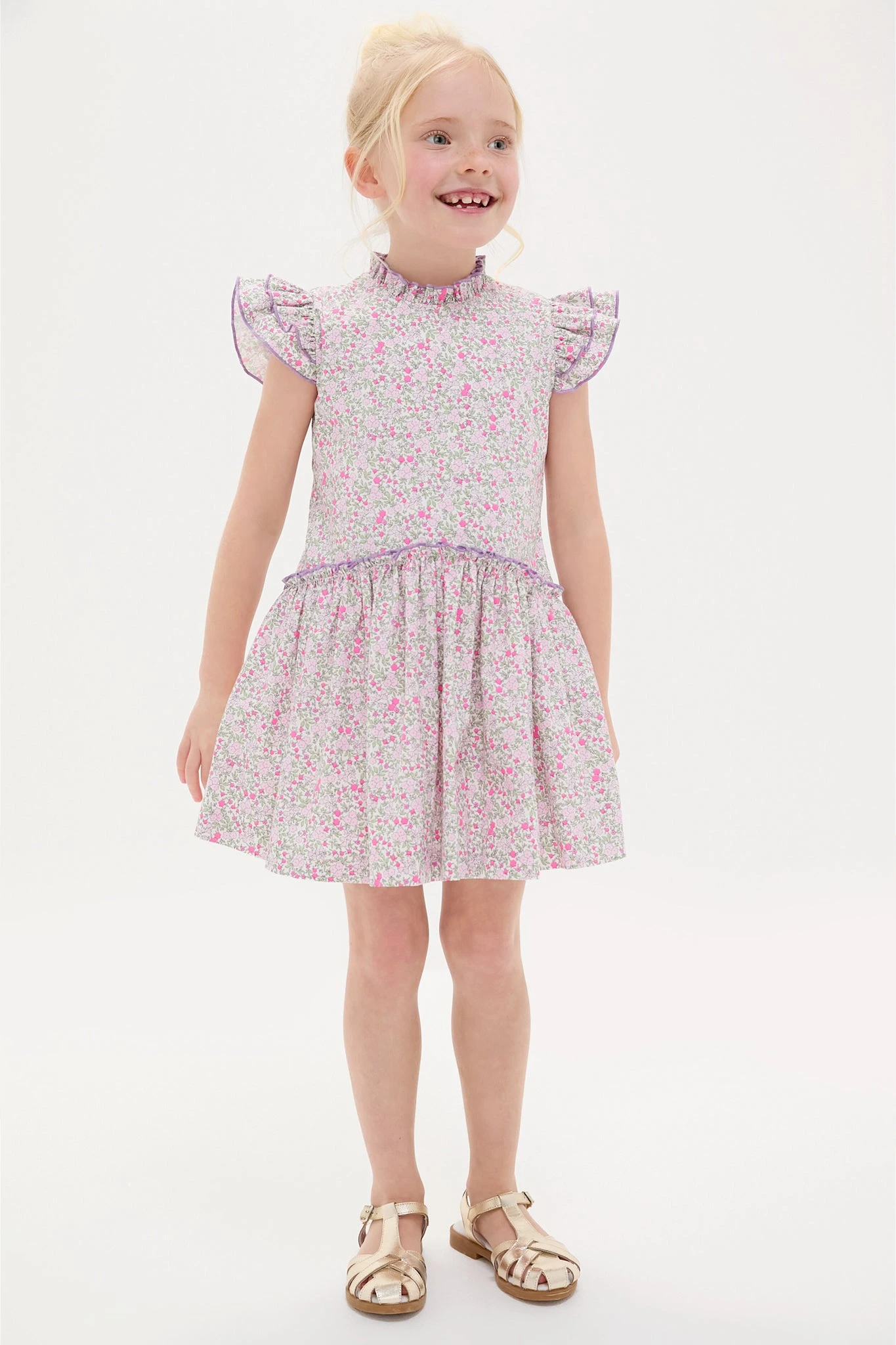 Fuschia Floral Filomena Drop Waist Dress 2 Fuschia Floral Filomena Drop Waist Dress - Image 2