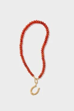HART Exclusive Red Carnelian Gemstone Necklace With Horseshoe Charm