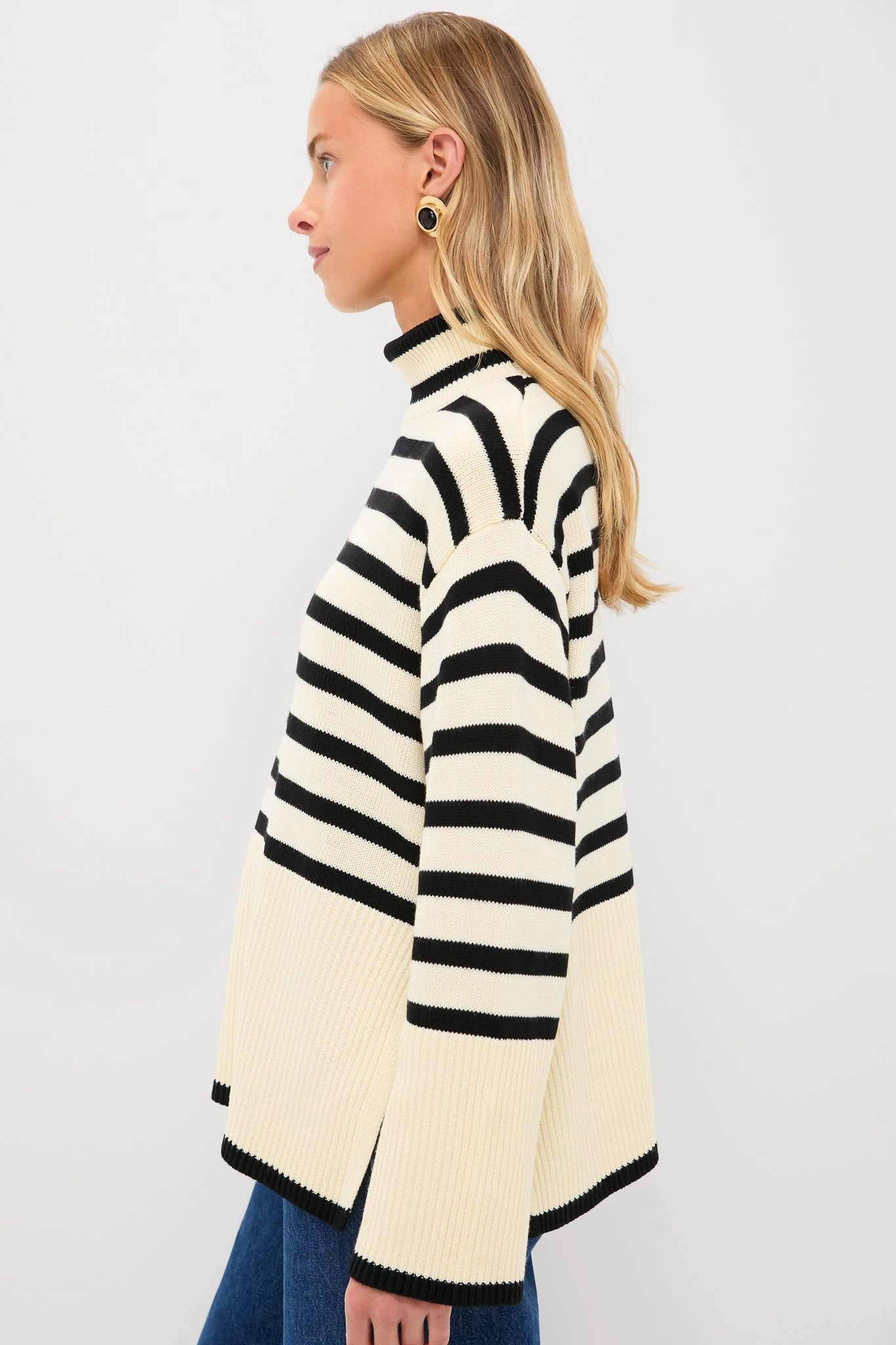 Exclusive Cream Striped Turtleneck Sweater 3 Exclusive Cream Striped Turtleneck Sweater - Image 3