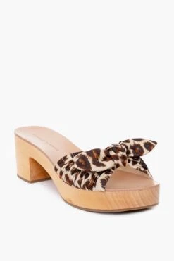 Loeffler Randall Chocolate Leopard Regina Clog Slide Sandals