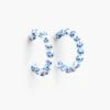 Blue Bead Hoop Earrings