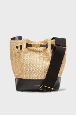 Warm Raffia And Black New York Bucket Bag