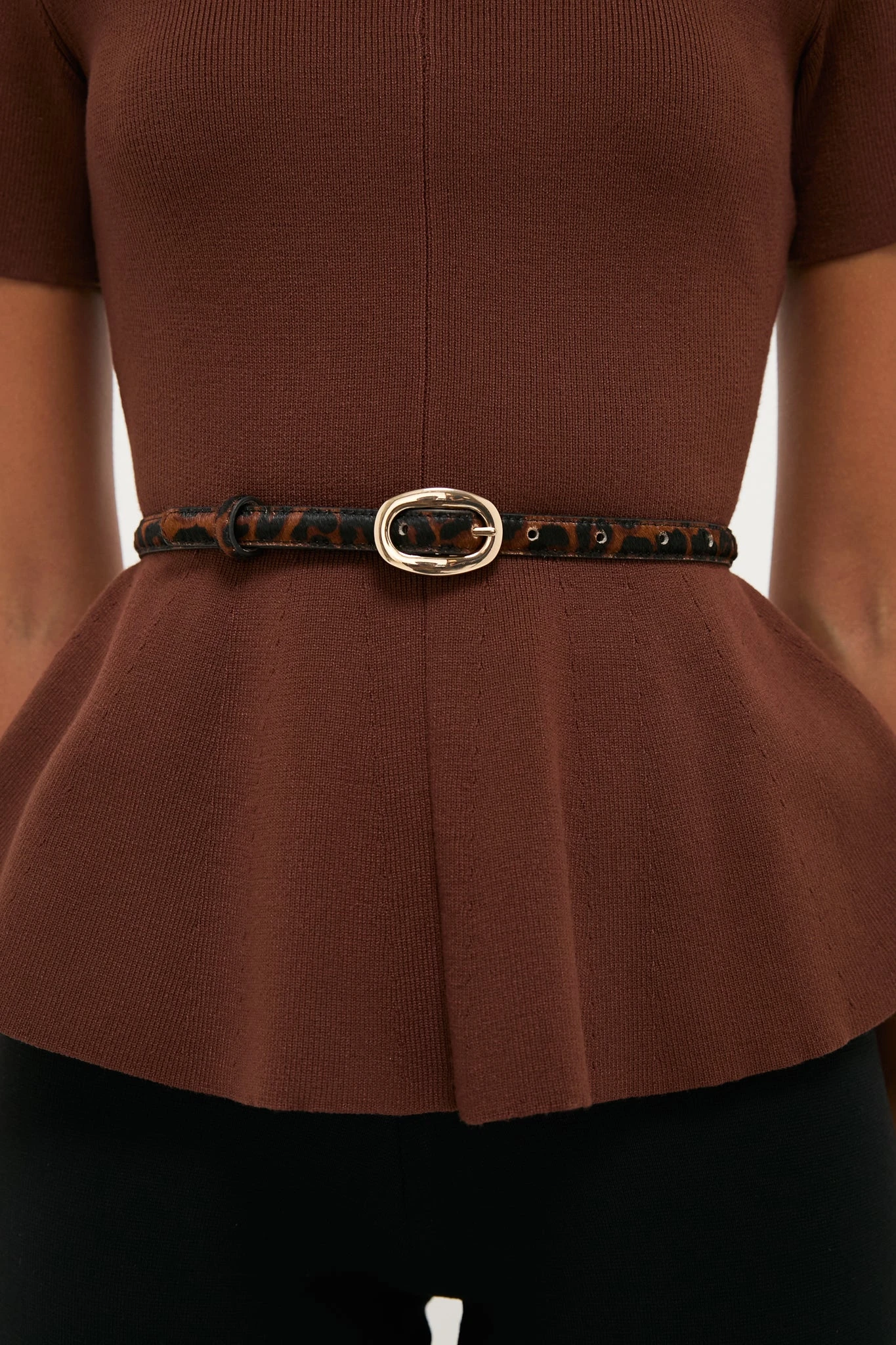 Leopard Haircalf Oval Buckle Skinny Belt 2 Leopard Haircalf Oval Buckle Skinny Belt - Image 2