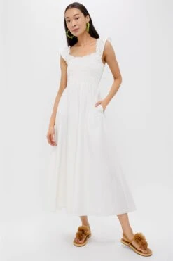 Faithfull The Brand White Eudora Midi Dress