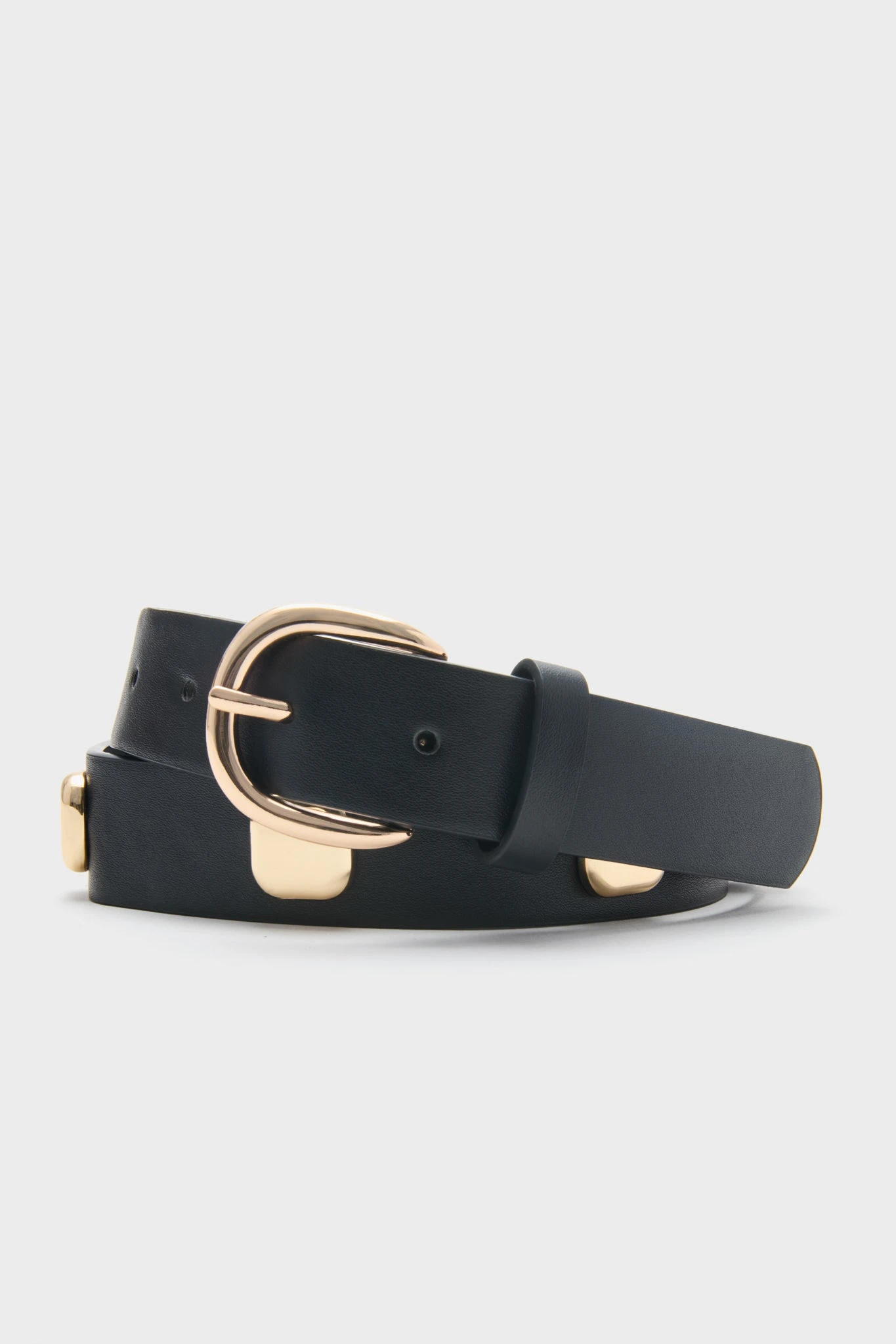 Black And Gold Flat Studded Belt 1 Black And Gold Flat Studded Belt