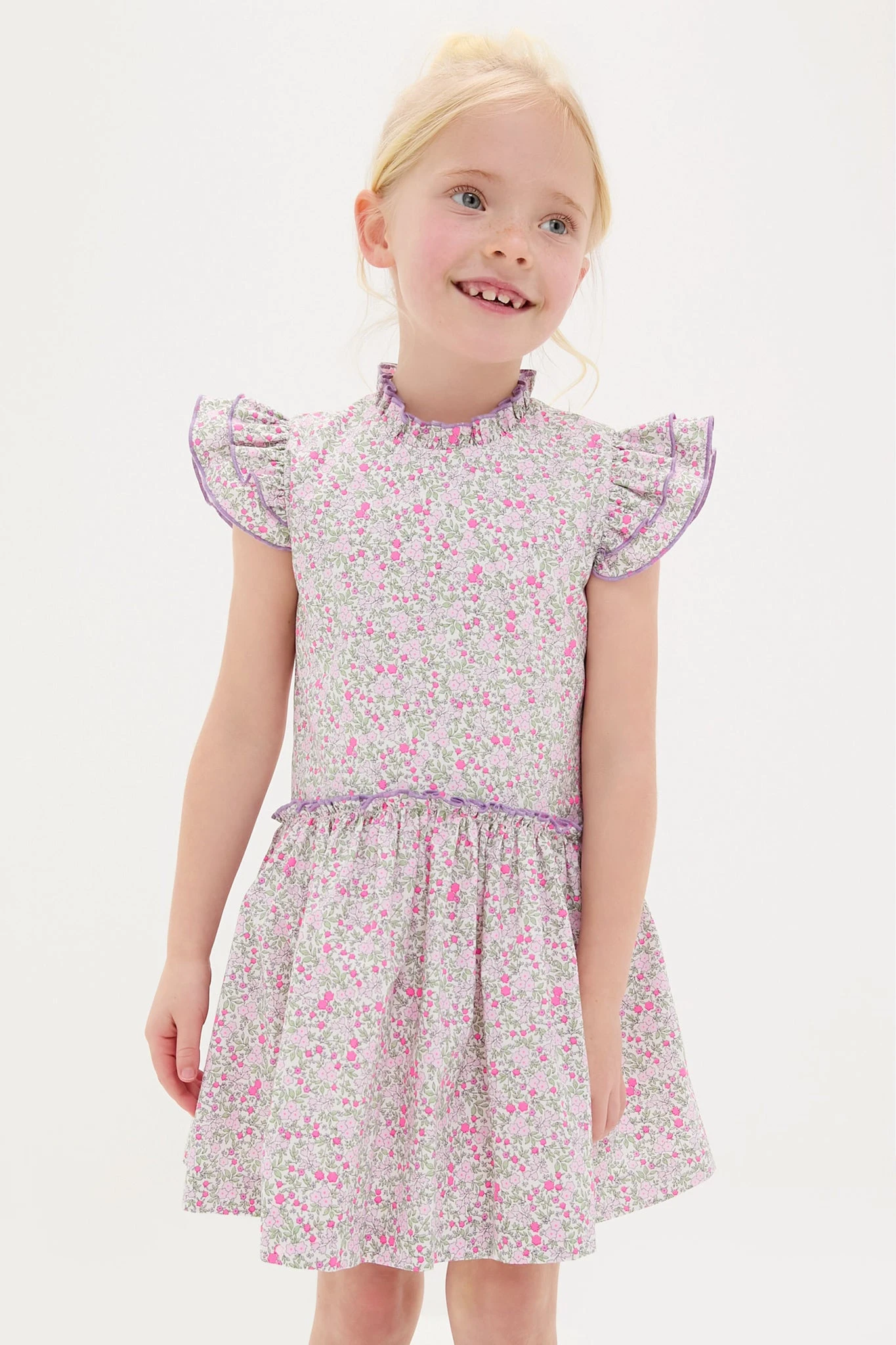 Fuschia Floral Filomena Drop Waist Dress 1 Fuschia Floral Filomena Drop Waist Dress