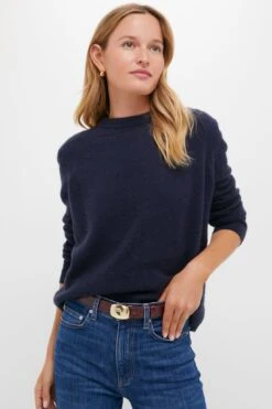 Navy Bodie Boyfriend Cashmere Crewneck Sweater