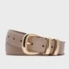 Taupe Croc-Embossed Western Belt
