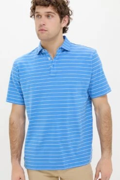 Peter Millar Blue Poppy Crown Comfort Ross Stripe Polo