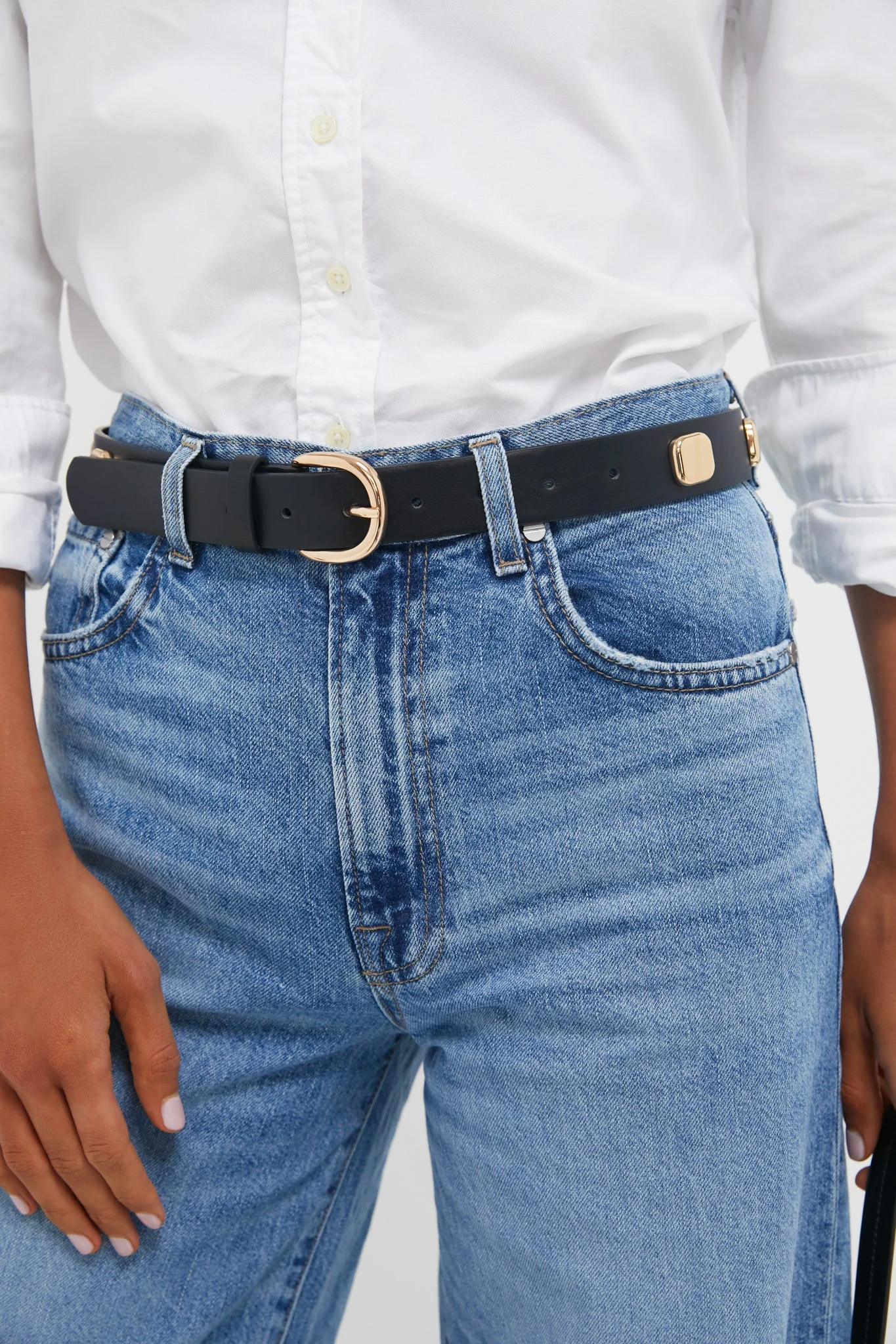 Black And Gold Flat Studded Belt 2 Black And Gold Flat Studded Belt - Image 2