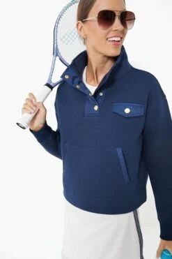 Navy Snap Neck Bailey Pullover -Loeffler Randall Store zh1Te7qOZK0k6twRLcBAwgdYrBCu5UM1 1